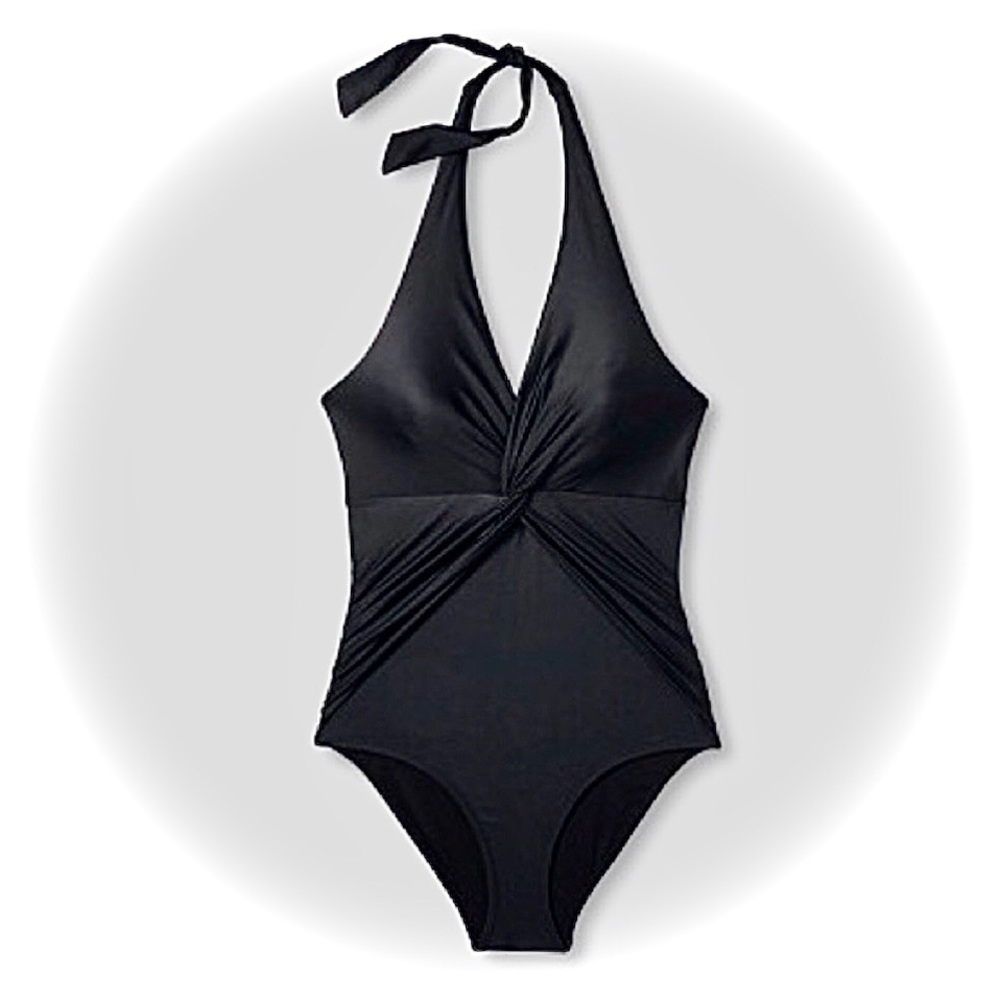 NWT Knox Rose Black 1 Piece Halter Style Swimsuit - Picture 6 of 8